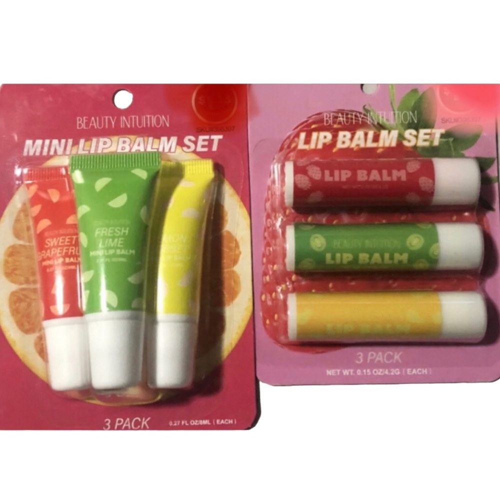 Kids Lip Balm Set - Pink, Red, Green, Yellow